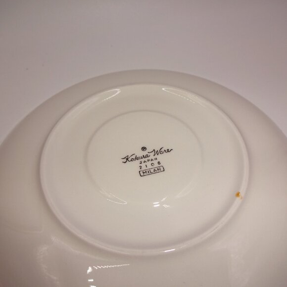 3 Vintage Kokura Ware Milan Cream Saucers Birds Houses Peach Gray 2106 Japan - Picture 4 of 4